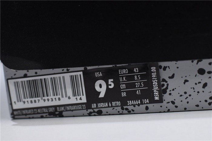 Air Jordan 6 Retro Tinker White/Infrared 23-Neutral Grey-Sail 384664-104