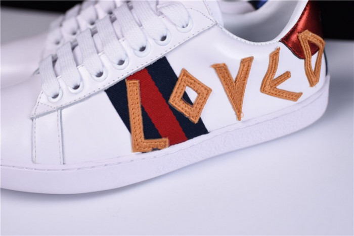 GUCC ACE EMBROIDERED LOW-TOP SNEAKER WITH LOVED ‎497090 DOPE0 9095